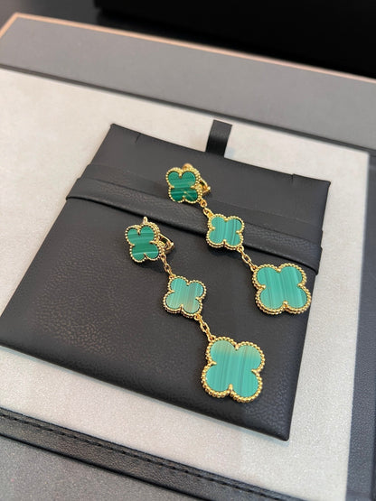 [⭐JeweliWhal]CLOVER MALACHITE 3 MOTIFS GOLD