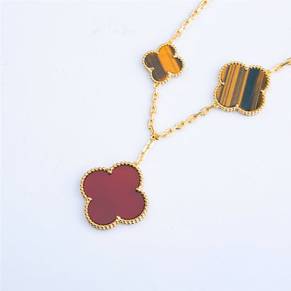 [⭐JeweliWhal]CLOVER BRACELET 5 MOTIFS CARNELIAN TIGER EYE