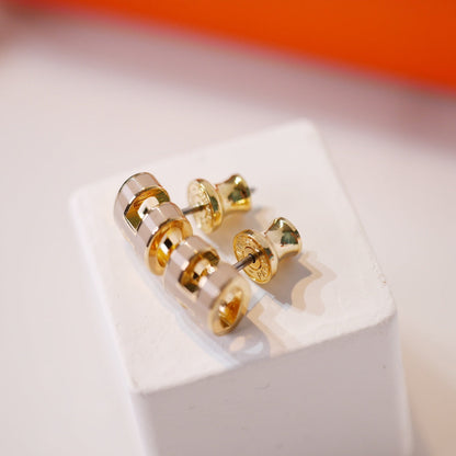 [⭐JeweliWhal]MINI POP H GOLD EARRINGS GREY