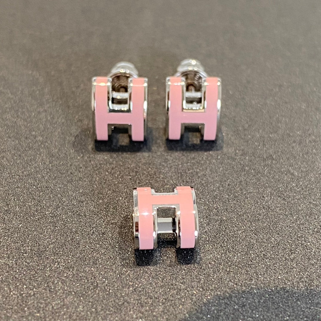 [⭐JeweliWhal]MINI POP H SILVER EARRINGS PINK