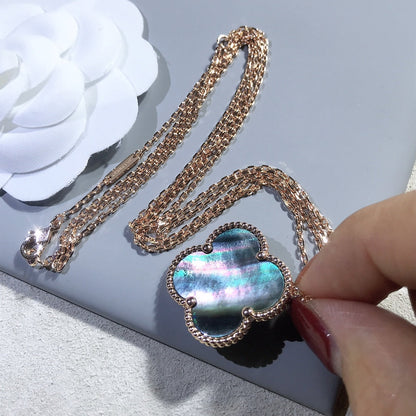 [⭐JeweliWhal]CLOVER 25MM GOLD DARK MOP BIG CLOVER NECKLACE