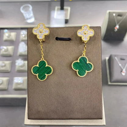 [⭐JeweliWhal]CLOVER  2 MOTIFS  DIAMOND  EARRINGS (MULTIPLE CHOICESç´