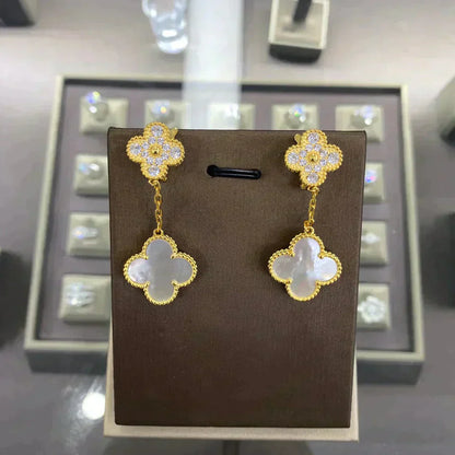 [⭐JeweliWhal]CLOVER  2 MOTIFS  DIAMOND  EARRINGS (MULTIPLE CHOICESç´