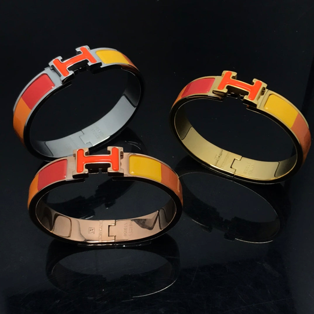 [⭐JeweliWhal]H BRACELET ORANGE RAINBOW CERAMIC