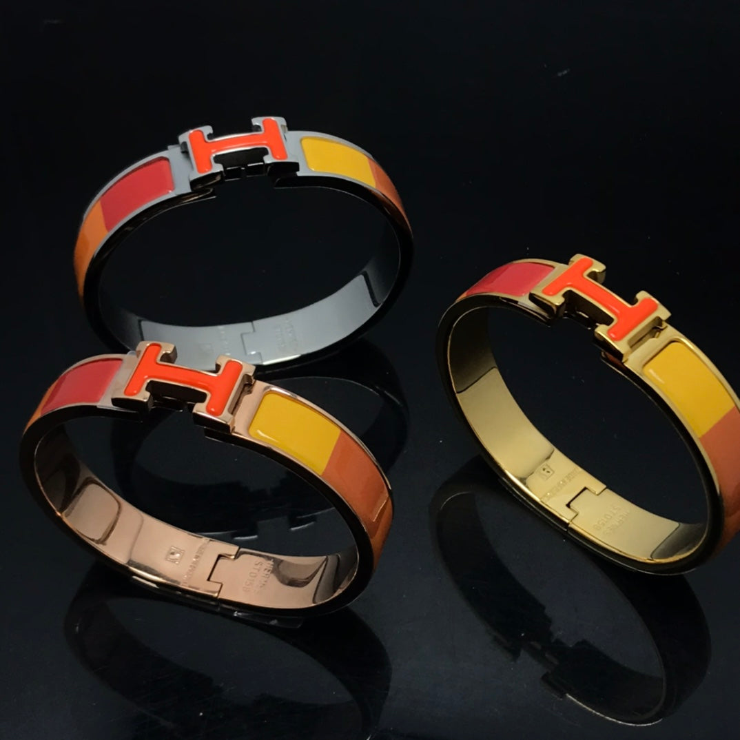 [⭐JeweliWhal]H BRACELET ORANGE RAINBOW CERAMIC