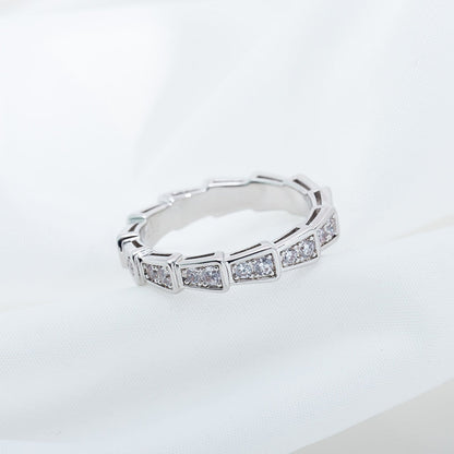 [⭐JeweliWhal]SERPENTI RING SILVER DIAMOND PAVED 3MM