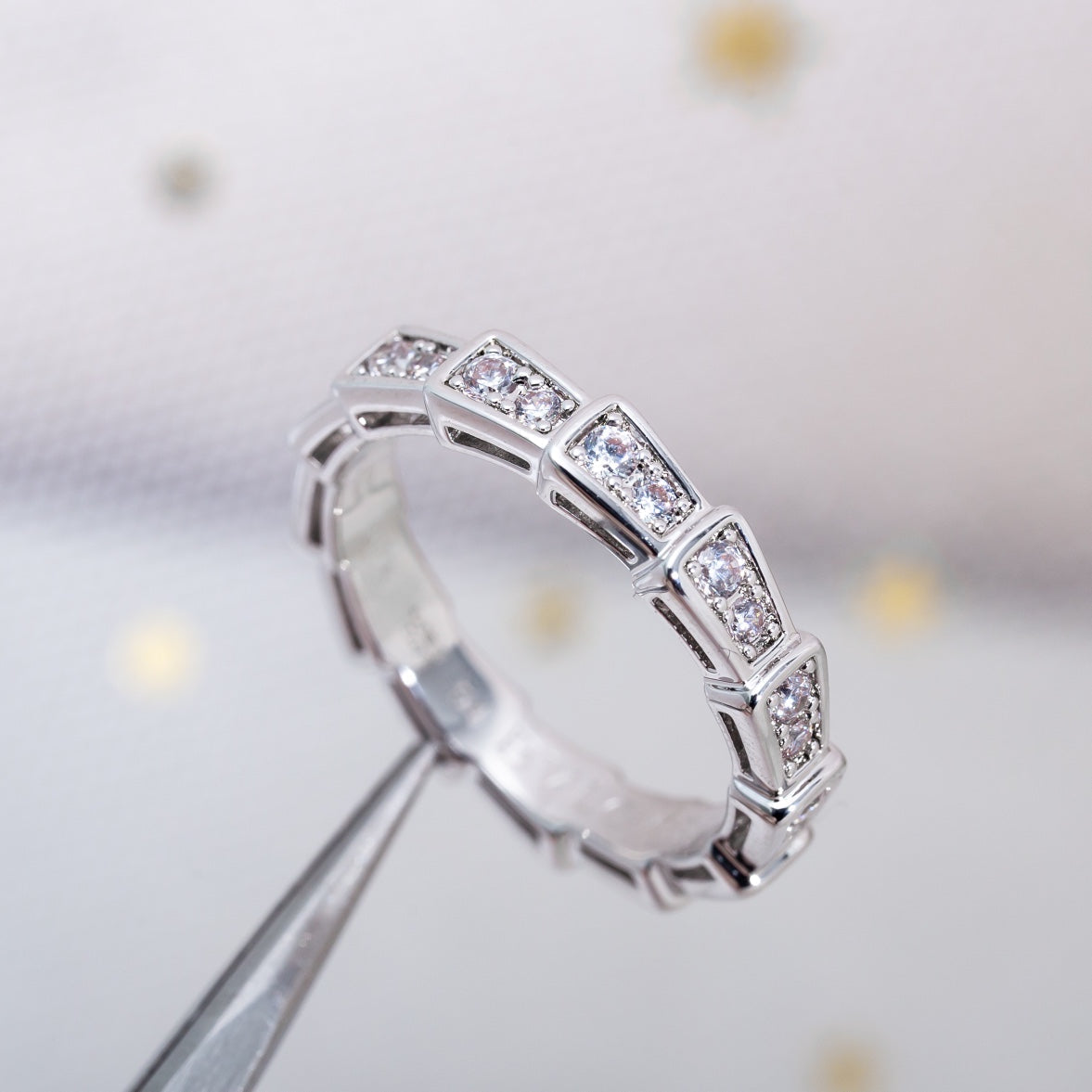 [⭐JeweliWhal]SERPENTI RING SILVER DIAMOND PAVED 3MM