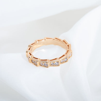 [⭐JeweliWhal]SERPENTI RING PINK GOLD DIAMOND PAVED 3MM