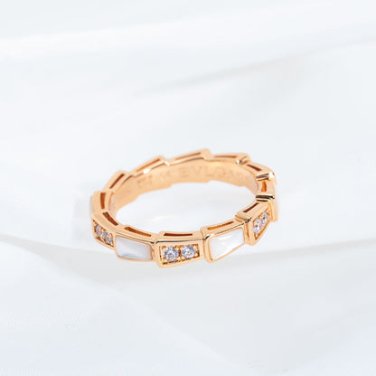 [⭐JeweliWhal]SERPENTI RING PINK GOLD DIAMOND MOP 3MM