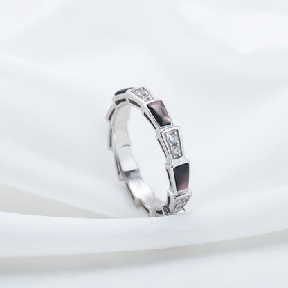 [⭐JeweliWhal]SERPENTI RING SILVER  DIAMOND BLACK MOP 3MM