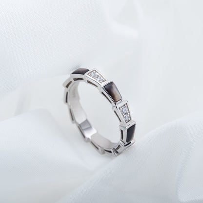 [⭐JeweliWhal]SERPENTI RING SILVER  DIAMOND BLACK MOP 3MM