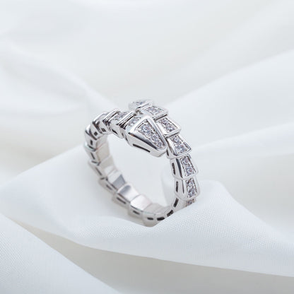 [⭐JeweliWhal]SERPENTI RING SILVER DIAMOND PAVED 4MM