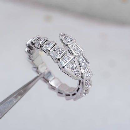[⭐JeweliWhal]SERPENTI RING SILVER DIAMOND PAVED 4MM