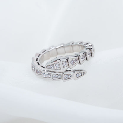 [⭐JeweliWhal]SERPENTI RING SILVER DIAMOND PAVED 4MM