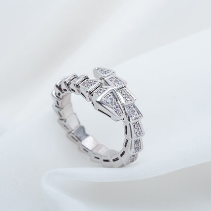 [⭐JeweliWhal]SERPENTI RING SILVER DIAMOND PAVED 4MM