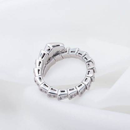 [⭐JeweliWhal]SERPENTI RING SILVER DIAMOND PAVED 4MM