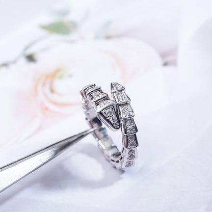 [⭐JeweliWhal]SERPENTI RING SILVER DIAMOND PAVED 4MM
