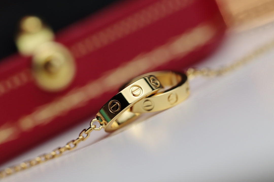 [⭐JeweliWhal]LOVE NECKLACE DOUBLE RING GOLD