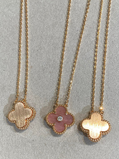 [⭐JeweliWhal]CLOVER 15MM DIAMOND RHODONITE NECKLACE