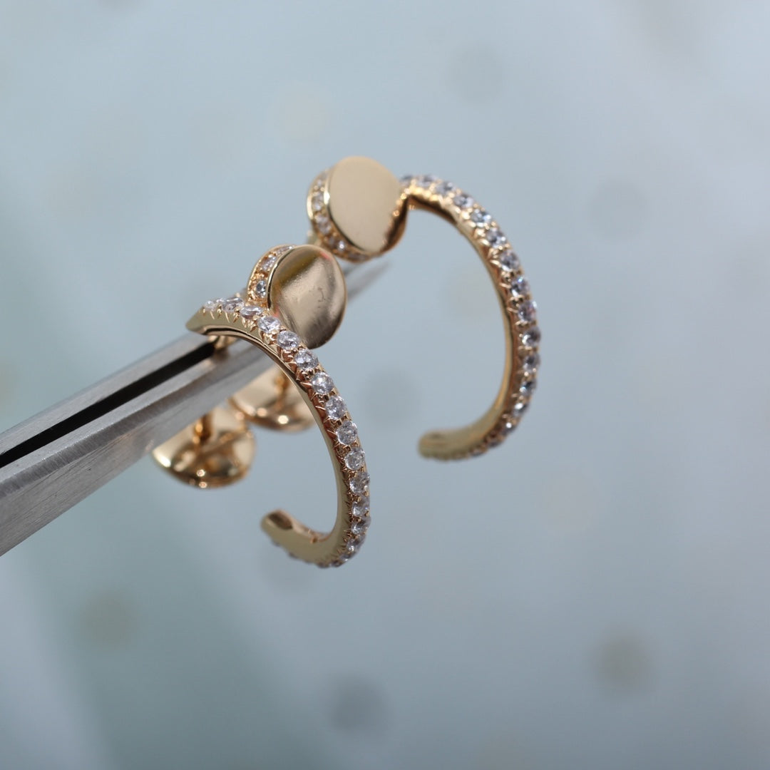 [⭐JeweliWhal]JUSTE EARRINGS 12.75MM PINK GOLD DIAMOND