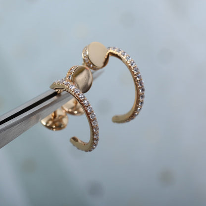 [⭐JeweliWhal]JUSTE EARRINGS 12.75MM PINK GOLD DIAMOND