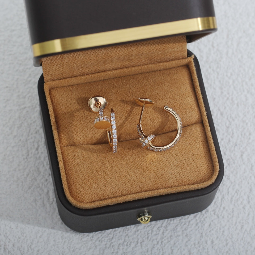 [⭐JeweliWhal]JUSTE EARRINGS 12.75MM PINK GOLD DIAMOND