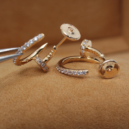 [⭐JeweliWhal]JUSTE EARRINGS 12.75MM PINK GOLD DIAMOND