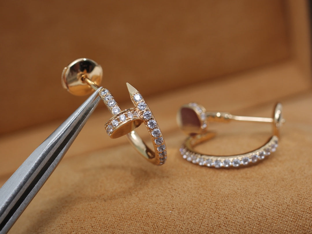 [⭐JeweliWhal]JUSTE EARRINGS 12.75MM PINK GOLD DIAMOND