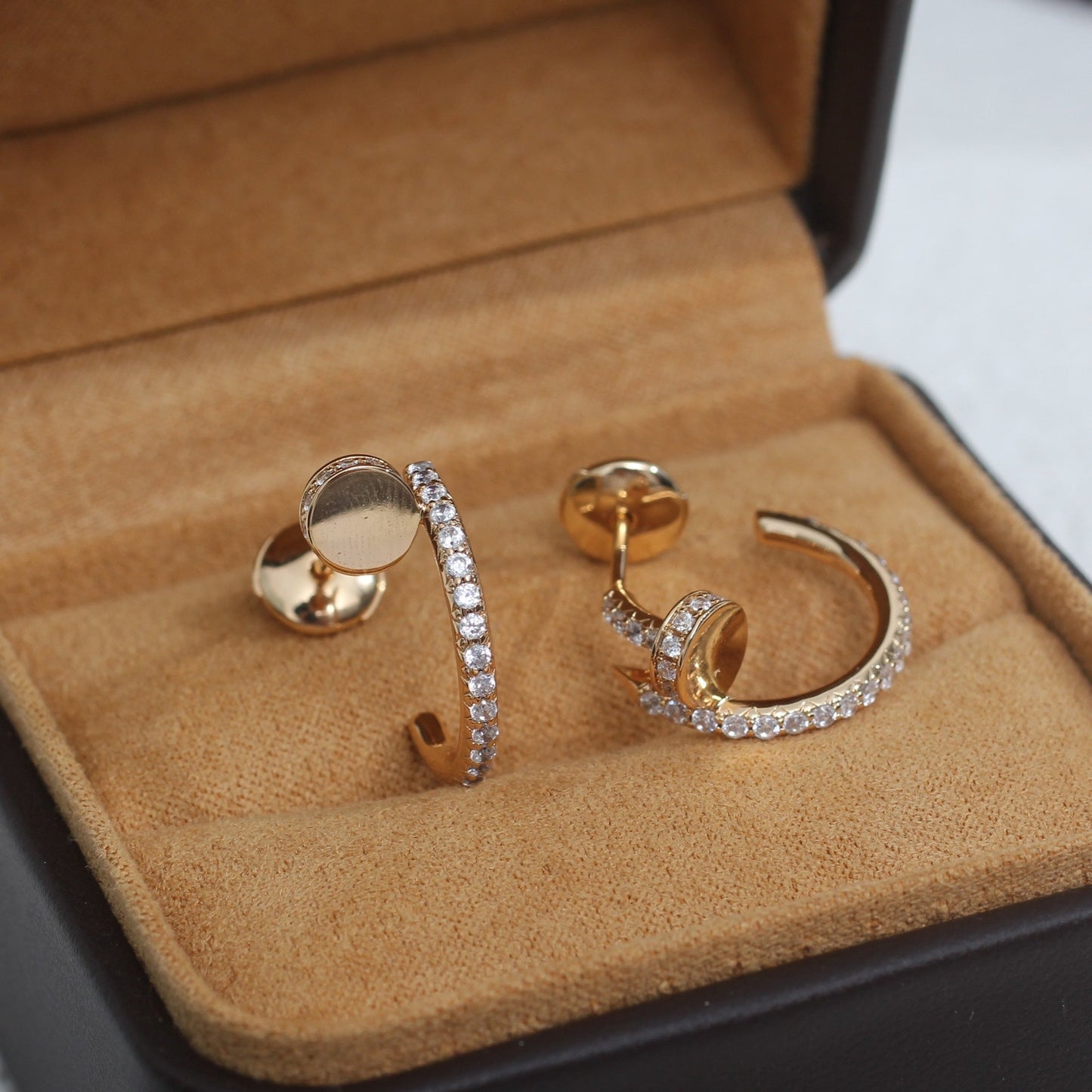 [⭐JeweliWhal]JUSTE EARRINGS 12.75MM PINK GOLD DIAMOND