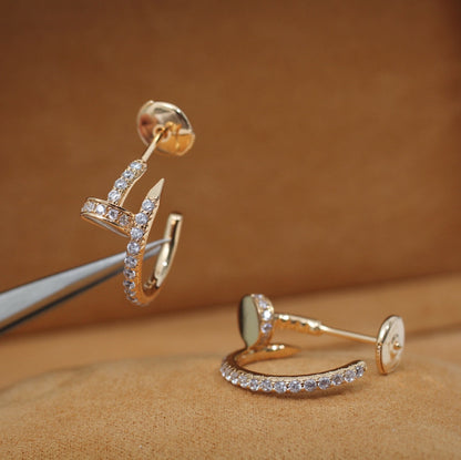 [⭐JeweliWhal]JUSTE EARRINGS 12.75MM PINK GOLD DIAMOND