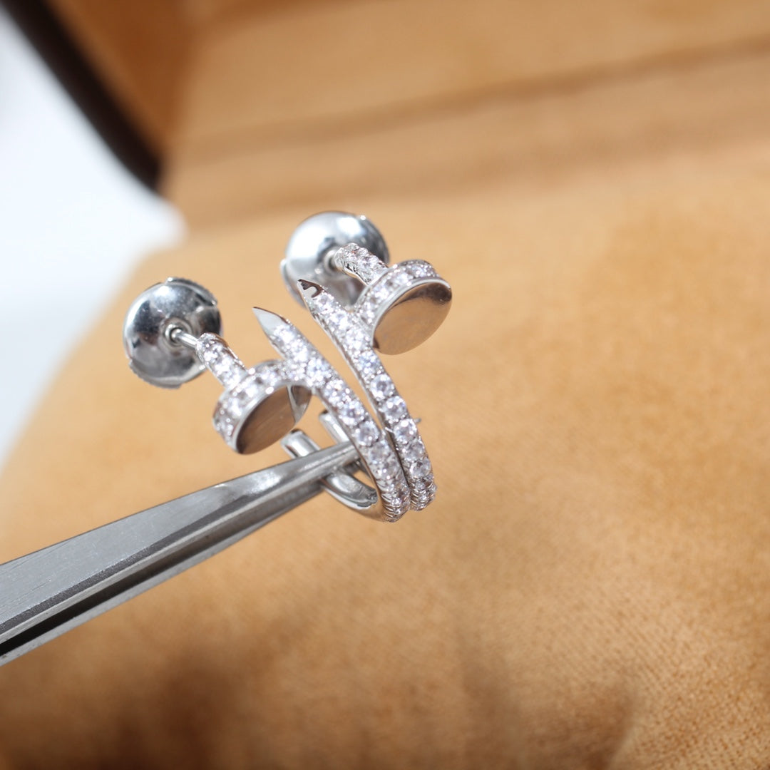 [⭐JeweliWhal]JUSTE EARRINGS 12.75MM SILVER DIAMOND