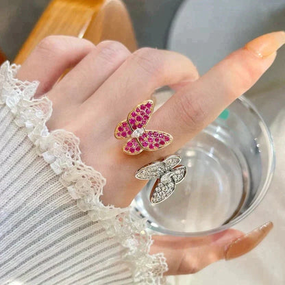 [⭐JeweliWhal]TWIN BUTTERFLY DIAMOND RING