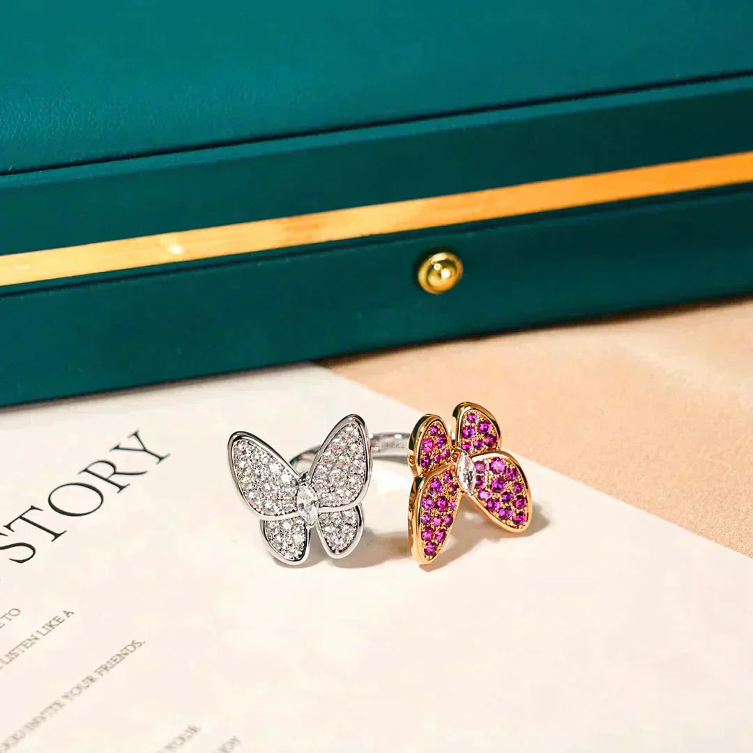 [⭐JeweliWhal]TWIN BUTTERFLY DIAMOND RING