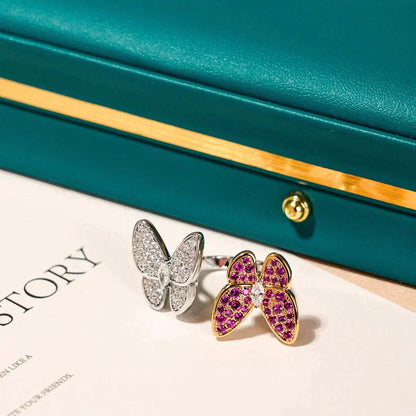 [⭐JeweliWhal]TWIN BUTTERFLY DIAMOND RING