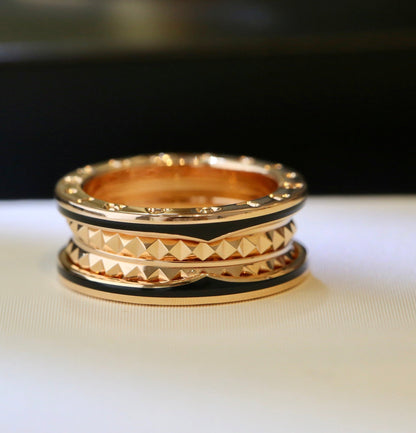 [⭐JeweliWhal]ZERO 1 PINK GOLD BLACK CERAMIC RING