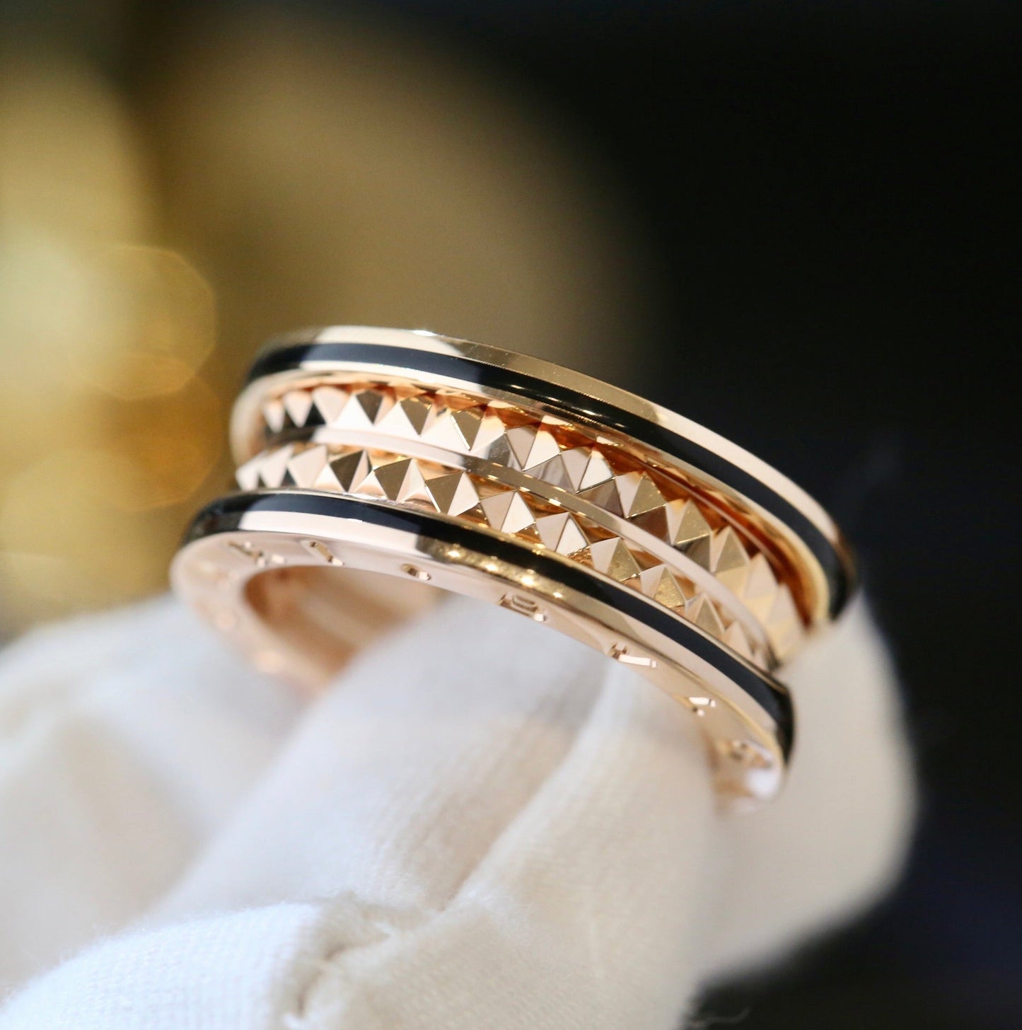 [⭐JeweliWhal]ZERO 1 PINK GOLD BLACK CERAMIC RING