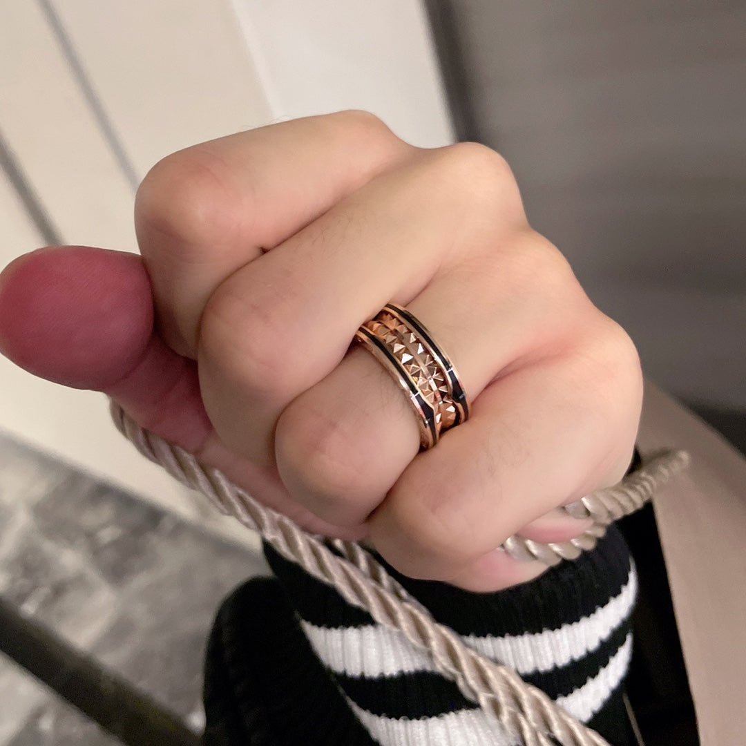 [⭐JeweliWhal]ZERO 1 PINK GOLD BLACK CERAMIC RING