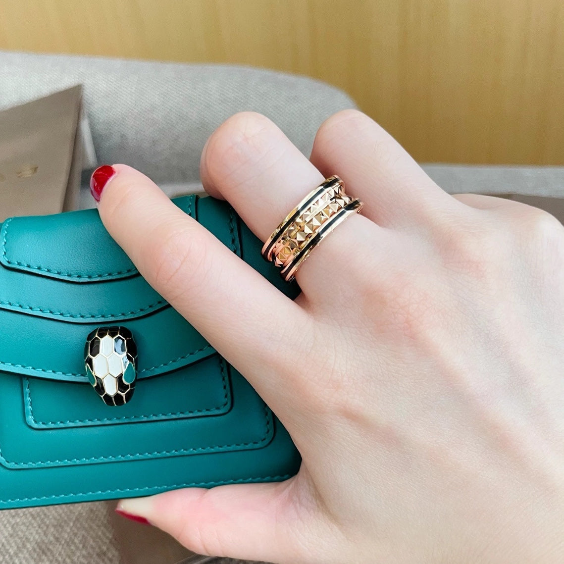 [⭐JeweliWhal]ZERO 1 PINK GOLD BLACK CERAMIC RING