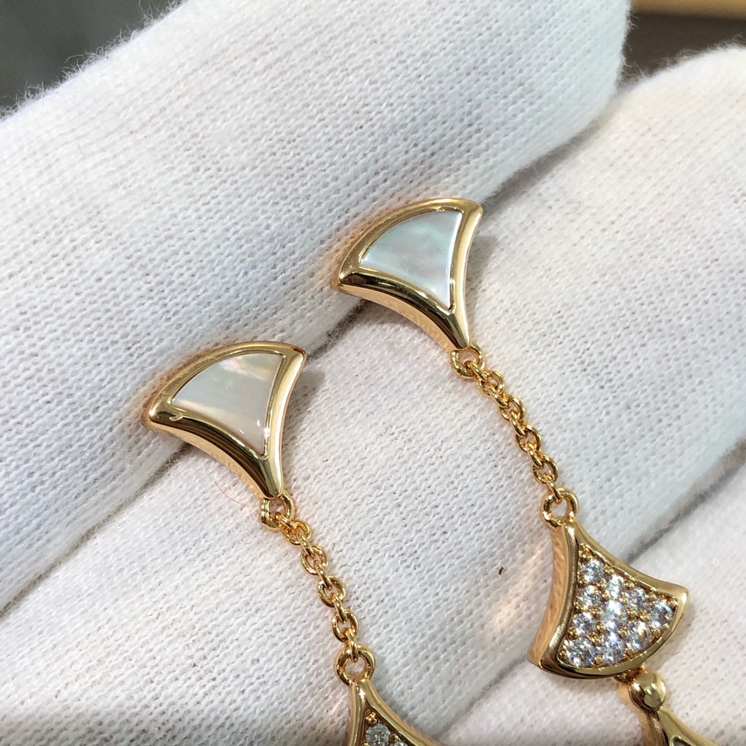 [⭐JeweliWhal]DREAM EARRINGS 3 MOTIFS DIAMOND MOP PINK GOLD