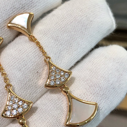 [⭐JeweliWhal]DREAM EARRINGS 3 MOTIFS DIAMOND MOP PINK GOLD