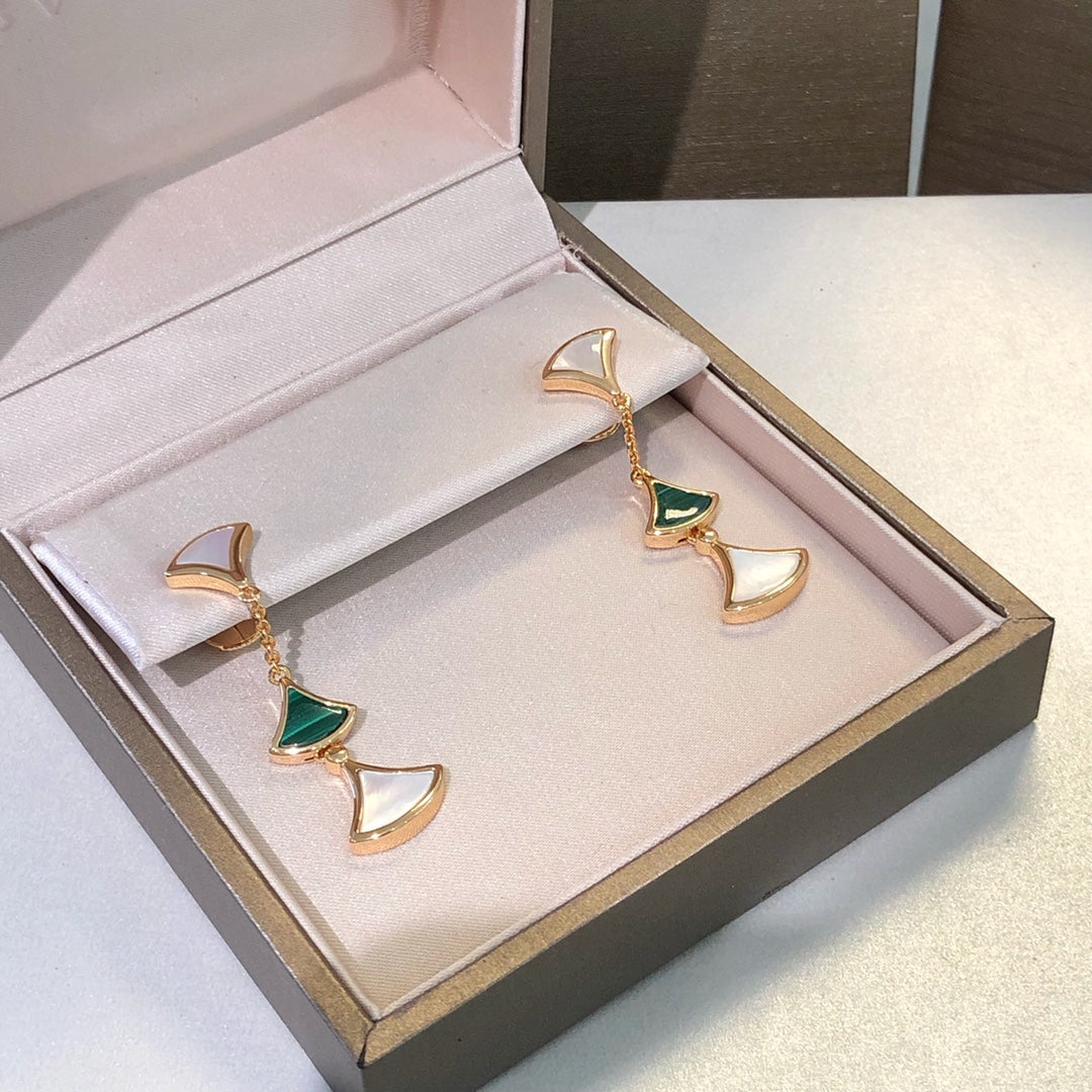 [⭐JeweliWhal]DREAM EARRINGS 3 MOTIFS MALACHITE MOP PINK GOLD