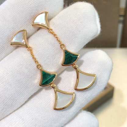 [⭐JeweliWhal]DREAM EARRINGS 3 MOTIFS MALACHITE MOP PINK GOLD