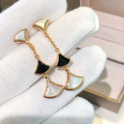 [⭐JeweliWhal]DREAM EARRINGS 3 MOTIFS ONYX MOP PINK GOLD