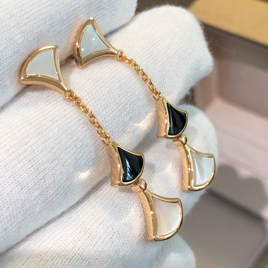[⭐JeweliWhal]DREAM EARRINGS 3 MOTIFS ONYX MOP PINK GOLD