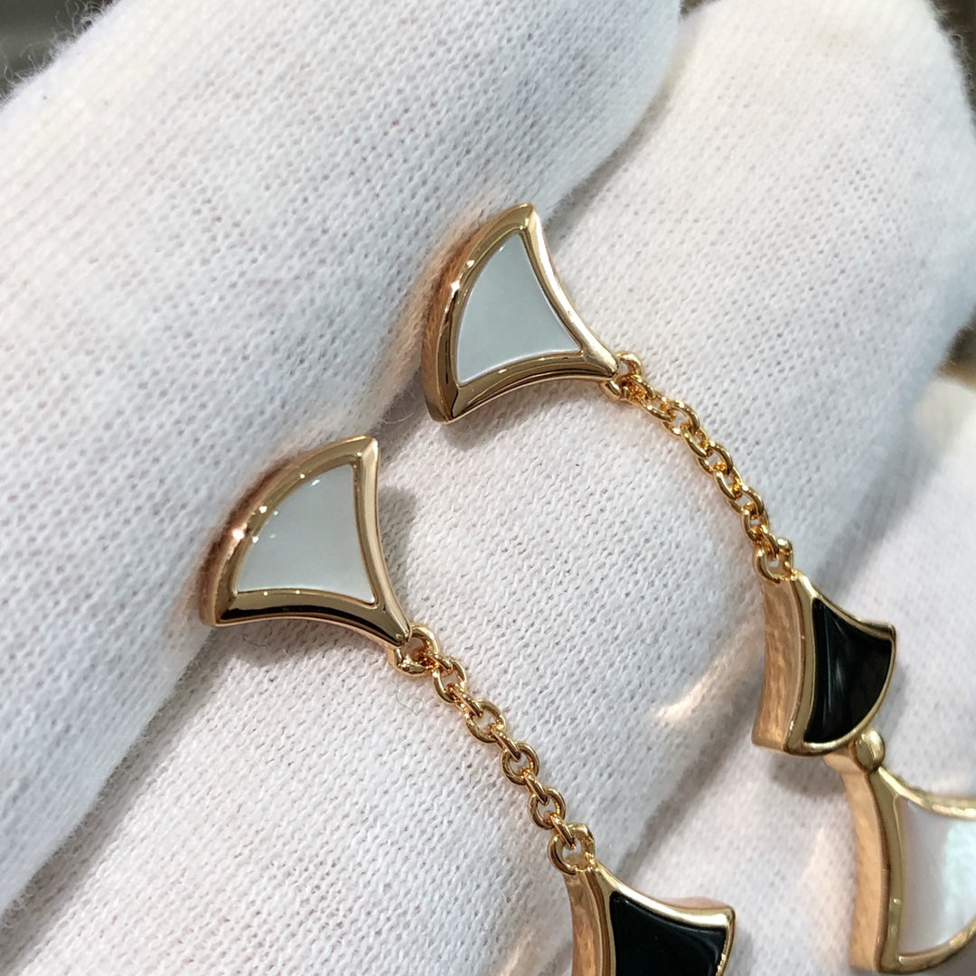 [⭐JeweliWhal]DREAM EARRINGS 3 MOTIFS ONYX MOP PINK GOLD