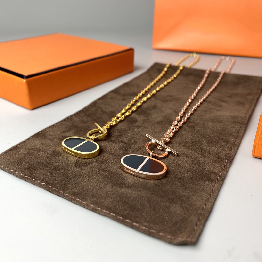 [⭐JeweliWhal]CHAINE VERSO BLACK CERAMIC NECKLACE