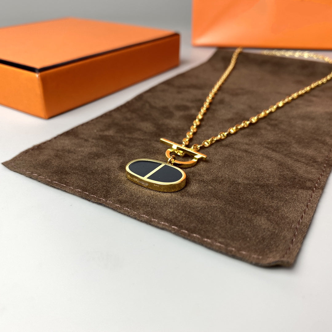[⭐JeweliWhal]CHAINE VERSO BLACK CERAMIC NECKLACE