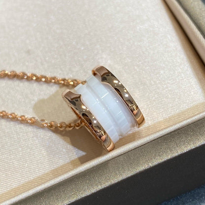 [⭐JeweliWhal]ZERO 1 WHITE CERAMIC PINK GOLD NECKLACE