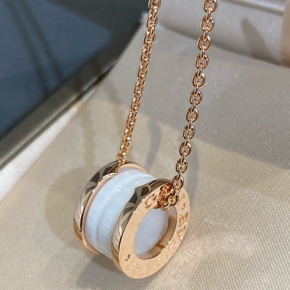 [⭐JeweliWhal]ZERO 1 WHITE CERAMIC PINK GOLD NECKLACE
