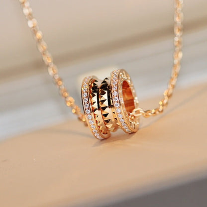 [⭐JeweliWhal]ZERO 1 ROCK PEDANT PINK GOLD NECKLACE